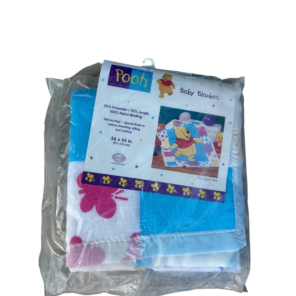 Disney Winnie the Pooh Baby Blanket 36x45 Multicolor Patchwork Fleece Kids
